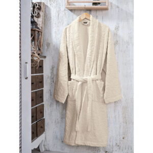 Μπουρνούζι με γιακά ζακάρ Art 3180 Medium Εκρού Beauty Home