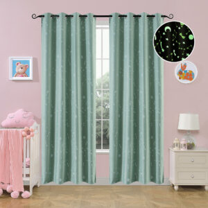 Κουρτίνα φωσφορίζουσα με 8 κρίκους Art 6140 μέντα  140x260 Μέντα Beauty Home