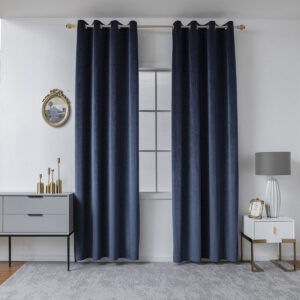 Κουρτίνα βελούδο σκίασης με 8 μεταλλικούς κρίκους Art 8399 140x270 Μπλε Beauty Home