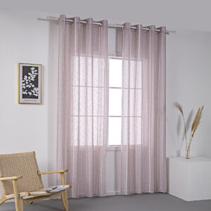 Κουρτίνα γάζα με σενίλ και 8 μεταλλικούς κρίκους Art 8441 140x270 Ροζ Beauty Home