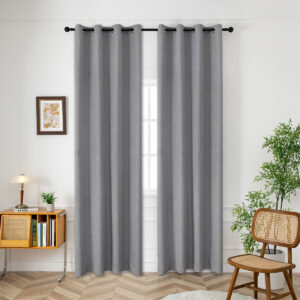 Κουρτίνα μεσαίας σκίασης με 8 μεταλλικούς κρίκους Illusion Art 8445 140x270 Γρανίτης Beauty Home
