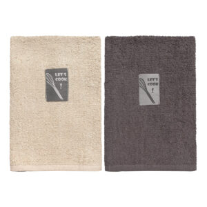 Ποτηρόπανα σετ 2τμχ Art 8291 40x60 Μπεζ,Ανθρακί Beauty Home